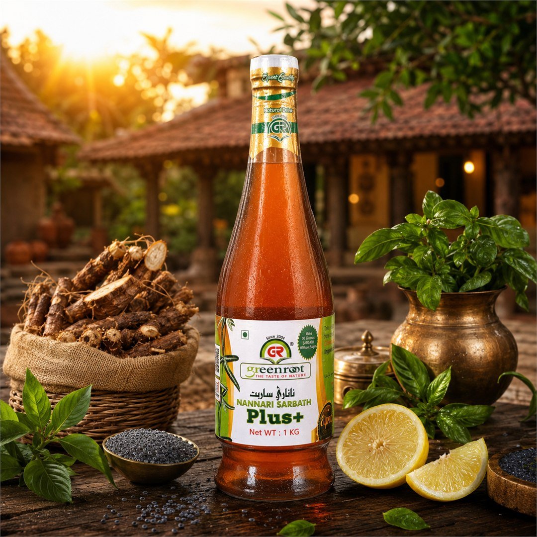 Green Root nannari sarbath with traditional ingredients